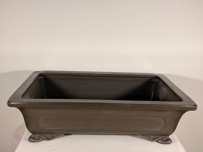 Preowned Japanese Tokoname Unglazed Rectangular Bonsai Pot Eiraku - 18” By 13.5”