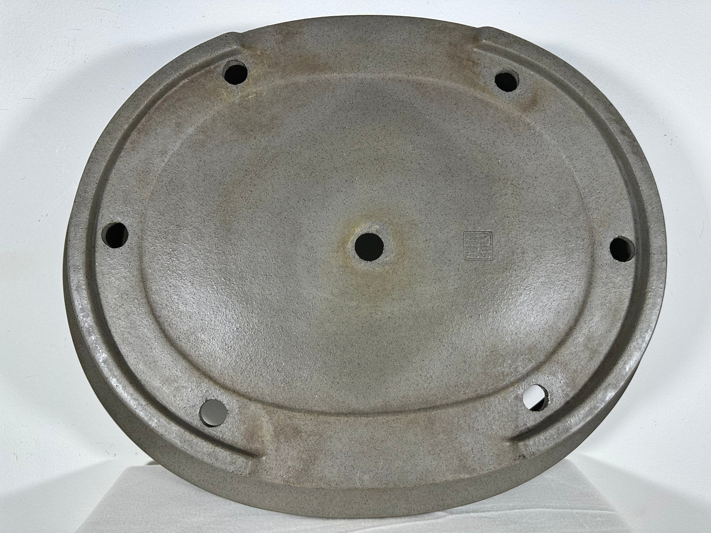Preowned Japanese Tokoname Unglazed Oval Bonsai Pot Seizan - 19” By 16”