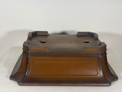 Preowned Japanese Tokoname Unglazed Rectangular Bonsai Pot Bigei - 12” By 9.25”