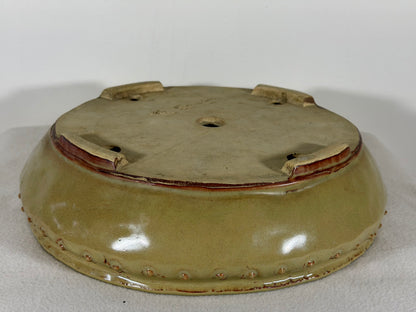 Preowned Japanese Tokoname Glazed Bag Style Bonsai Pot Syuho Yoshimura - 12.25” By 3”