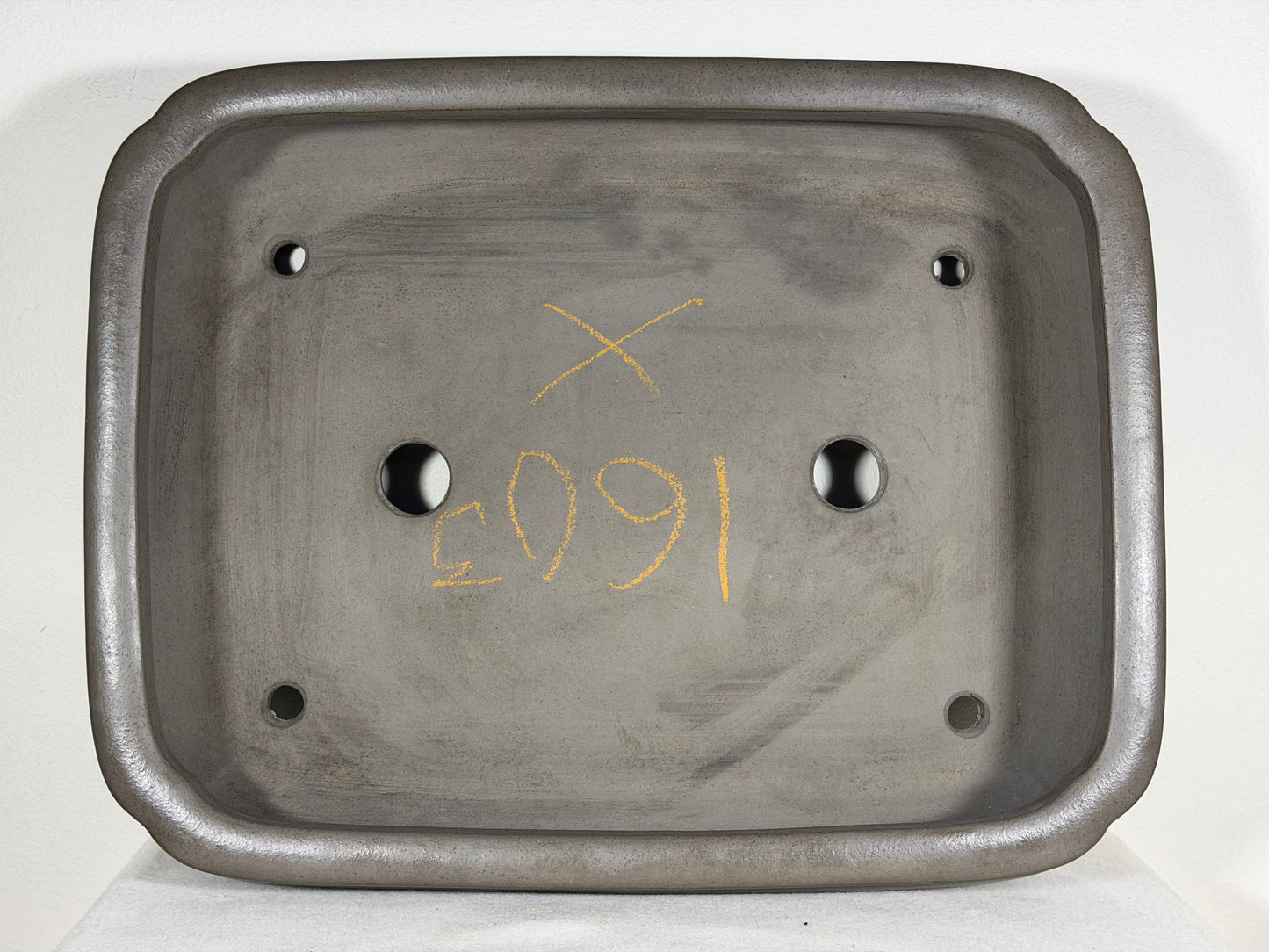 Preowned Japanese Tokoname Unglazed Rectangular Bonsai Pot Tousyou - 16” By 12.5”
