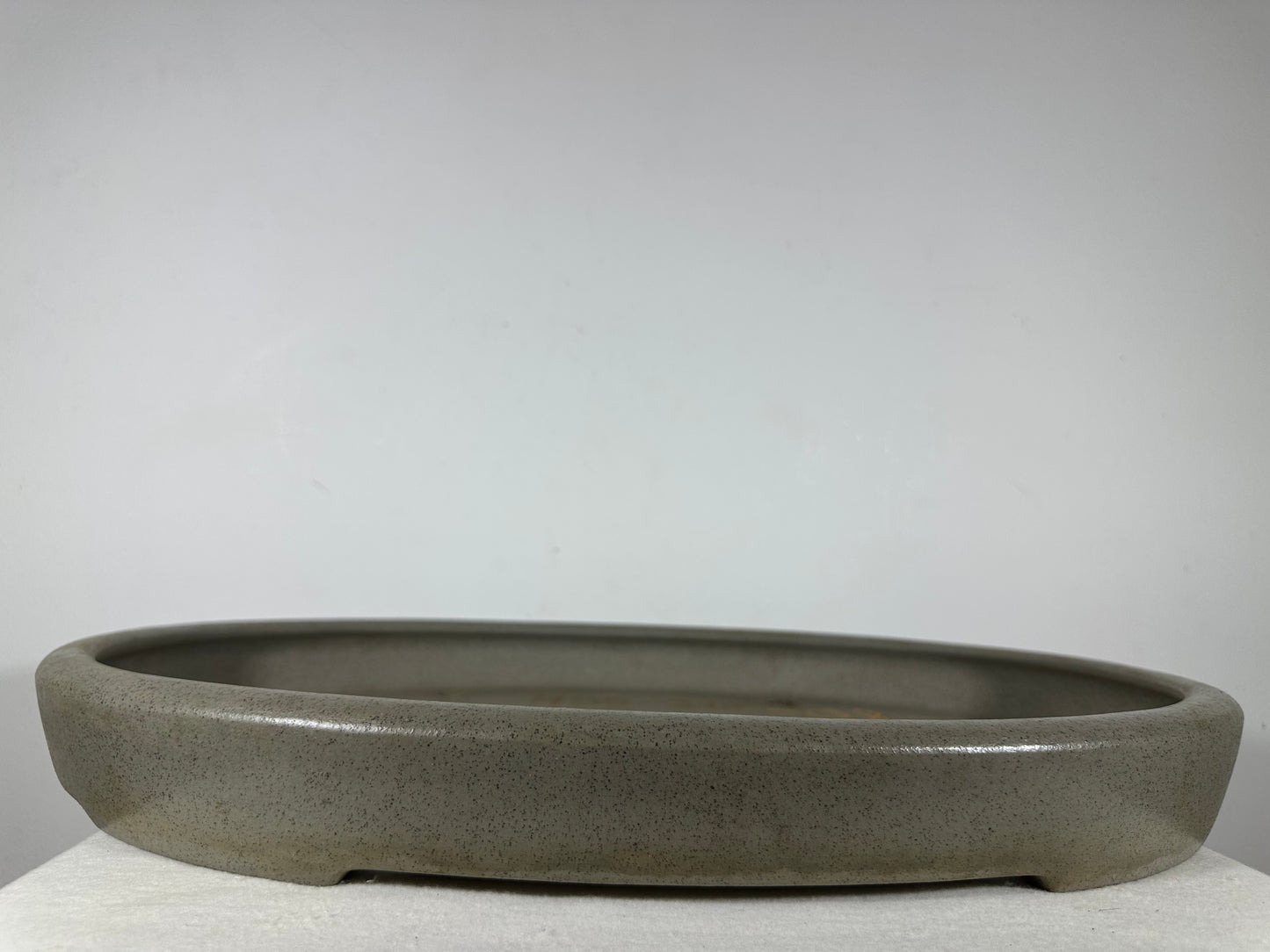 Preowned Japanese Tokoname Unglazed Oval Shallow Bonsai Pot Seizan - 20.75” By 14.75”