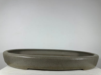 Preowned Japanese Tokoname Unglazed Oval Shallow Bonsai Pot Seizan - 20.75” By 14.75”