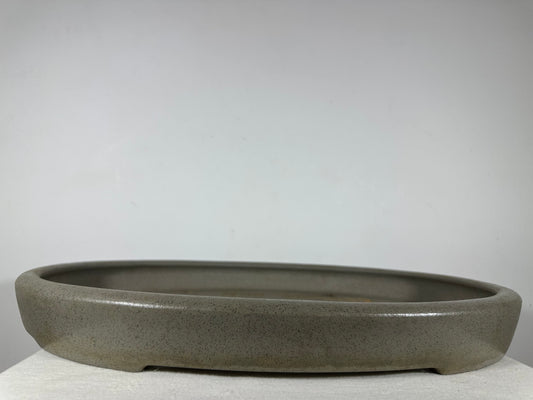 Preowned Japanese Tokoname Unglazed Oval Shallow Bonsai Pot Seizan - 20.75” By 14.75”