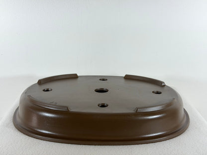 Preowned Japanese Tokoname Unglazed Shallow Oval Bonsai Pot - 14.75” By 11.75”