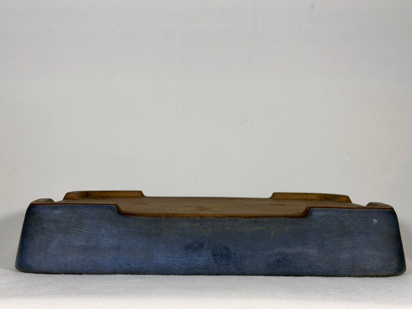 Preowned Japanese Tokoname Glazed Rectangular Bonsai Pot Yamafusa - 14” By 10.25”