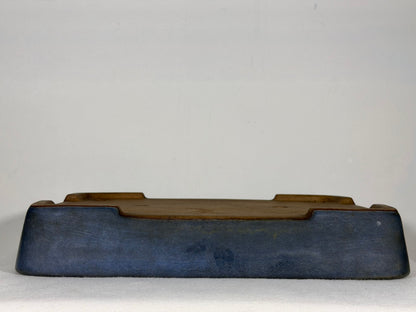 Preowned Japanese Tokoname Glazed Rectangular Bonsai Pot Yamafusa - 14” By 10.25”