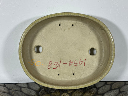 Preowned Japanese Tokoname Glazed Oval Bonsai Pot Mazan Terahata - 8.75” By 7”