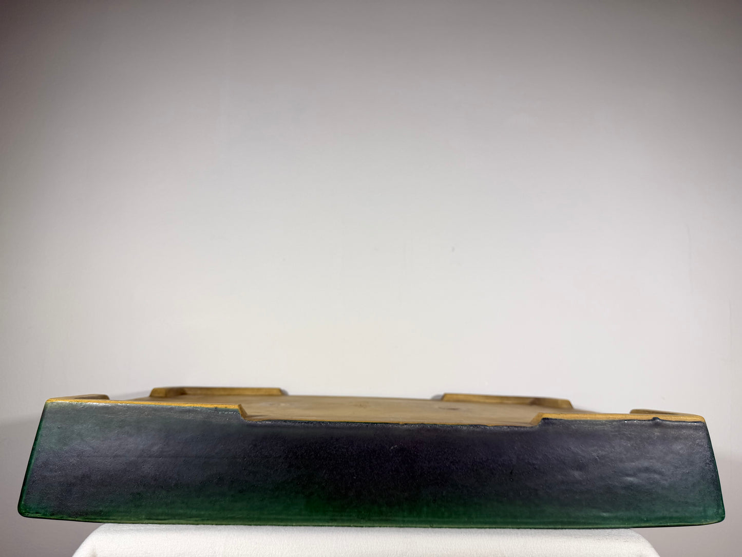 Preowned Japanese Tokoname Glazed Rectangular Bonsai Pot Syuhou Yoshimura - 22.75” By 15.75”