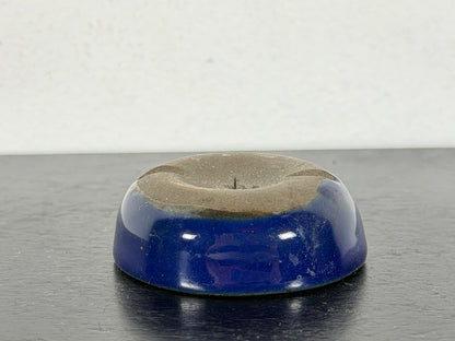 Preowned Japanese Tokoname Glazed Round Bonsai Pot with Stamp - 1.75” By 5/8”