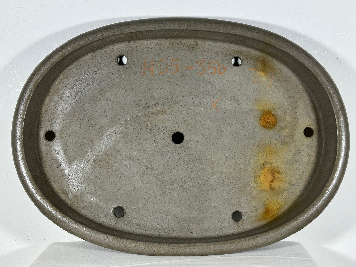 Preowned Japanese Tokoname Unglazed Oval Shallow Bonsai Pot Seizan - 20.5” By 14.75”