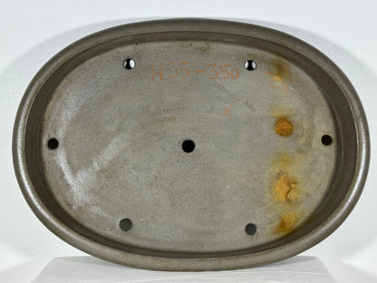 Preowned Japanese Tokoname Unglazed Oval Shallow Bonsai Pot Seizan - 20.5” By 14.75”