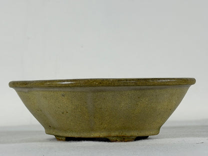 Preowned Japanese Tokoname Glazed Mokko Style Bonsai Pot Hatutori - 5.5” By 4.75”