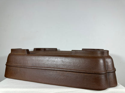Preowned Japanese Tokoname Unglazed Rectangular Bonsai Pot Keizan - 18.5” By 14”