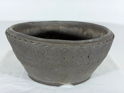 Preowned Japanese Tokoname Unglazed Round Bonsai Pot Jyuoudou - 12.25” By 5.75”