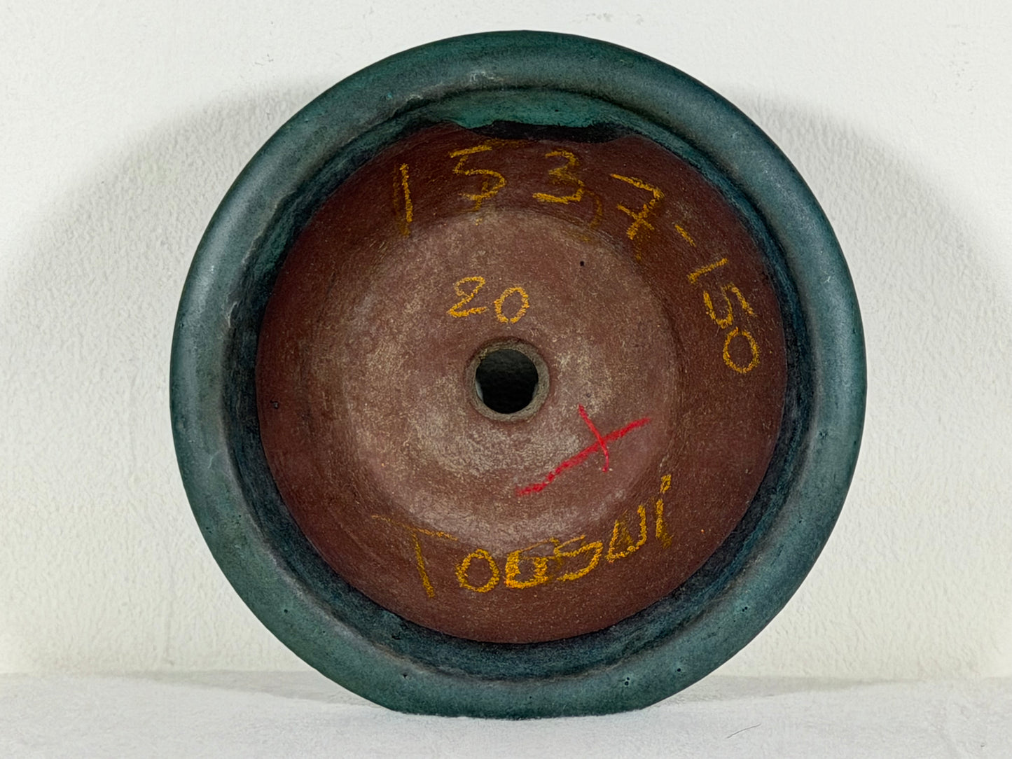 Preowned Japanese Tokoname Round Bonsai Pot Tosui - 6” By 2.25”