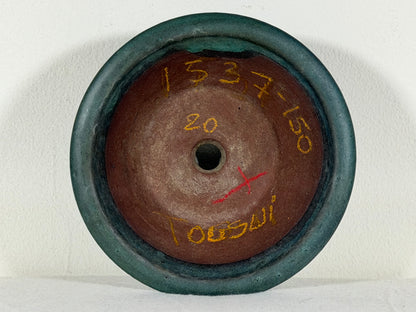 Preowned Japanese Tokoname Round Bonsai Pot Tosui - 6” By 2.25”