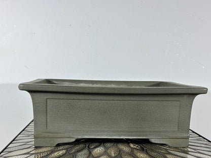 Preowned Vintage Japanese Tokoname Unglazed Rectangular Bonsai Pot Yamakou - 13 3/8” By 10.25”
