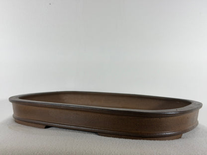 Preowned Japanese Tokoname Unglazed Rectangular Shallow Bonsai Pot Seizan - 15.25” By 11”