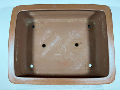 Preowned Japanese Tokoname Unglazed Rectangular Bonsai Pot Syouzan - 19.75” x 15.25” x 6.5”
