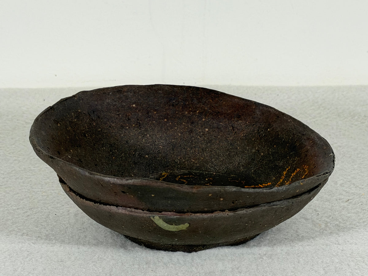 Preowned Japanese Tokoname Unglazed Round Bonsai Pot Has Stamp - 6” By 2”