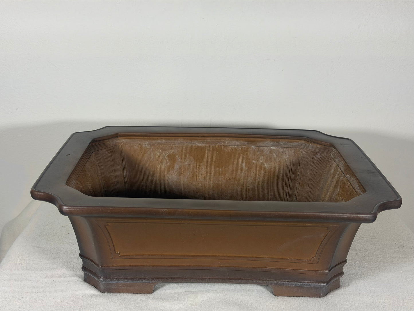 Preowned Japanese Tokoname Unglazed Rectangular Bonsai Pot Bigei - 12” By 9.25”