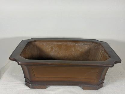 Preowned Japanese Tokoname Unglazed Rectangular Bonsai Pot Bigei - 12” By 9.25”