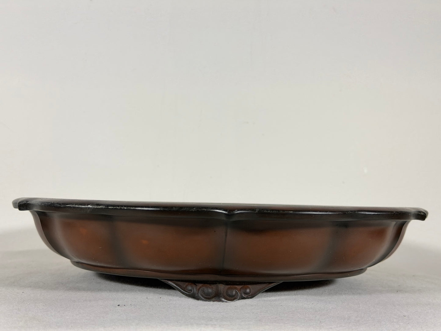 Preowned Japanese Tokoname Unglazed Rinka Style Bonsai Pot Houkidou - 12.5” By 2.5”