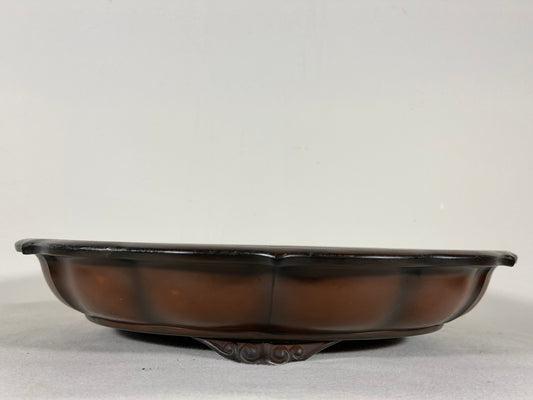 Preowned Japanese Tokoname Unglazed Rinka Style Bonsai Pot Houkidou - 12.5” By 2.5”