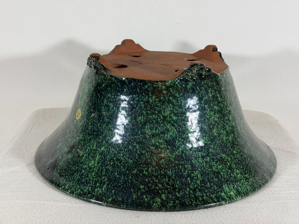 New Japanese Tokoname Glazed Round Bonsai Pot Syuhou Yoshimura - 12.75” By 5.75”