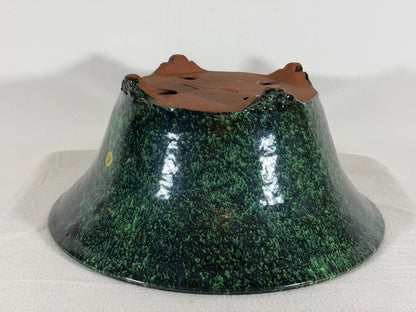 New Japanese Tokoname Glazed Round Bonsai Pot Syuhou Yoshimura - 12.75” By 5.75”