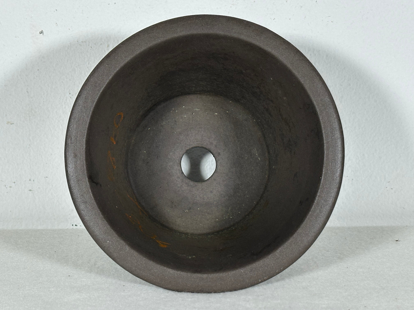 Preowned Japanese Tokoname Unglazed Round Bonsai Pot - 5” By 3”