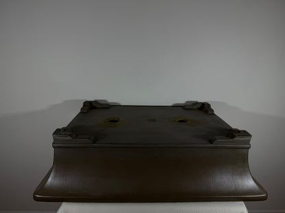 Preowned Japanese Tokoname Unglazed Rectangular Bonsai Pot Gyouzan Nakano - 22” x 16.5” x 6”