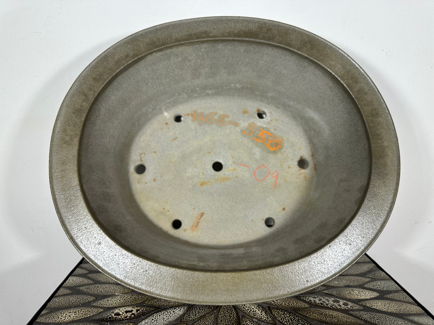 Preowned Japanese Tokoname Unglazed Oval Bonsai Pot Seizan - 16.25” By 14”