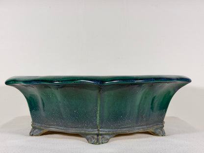 Preowned Japanese Tokoname Glazed Rinka Style Bonsai Pot Syuhou Yoshimura - 14.5” By 13.5”