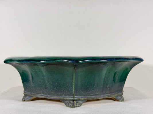 Preowned Japanese Tokoname Glazed Rinka Style High Quality Bonsai Pot Syuhou Yoshimura - 14.5” By 4.25”