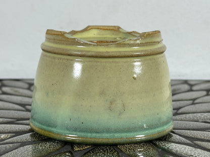 New Japanese Tokoname Round Glazed Bonsai Pot Katu - 4 1/8” By 2.75”