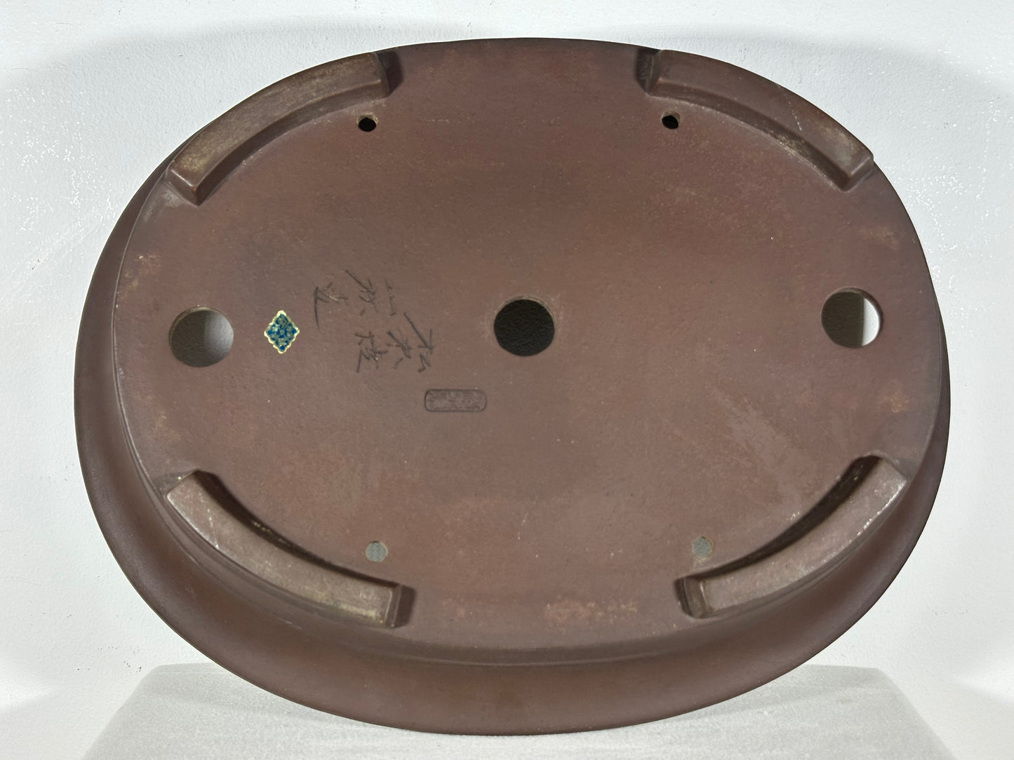 Preowned Japanese Tokoname Unglazed Oval Bonsai Pot Yamaaki - 18” By 14.5”