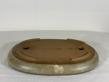 Preowned Japanese Tokoname Glazed Shallow Oval Bonsai Pot - 8.5” By 6.5”