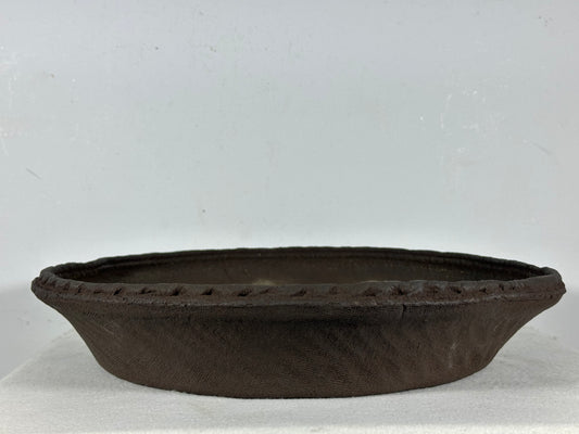 Preowned Japanese Tokoname Unglazed Nanban Round Bonsai Pot Ryugaku - 14.5” By 2.75”