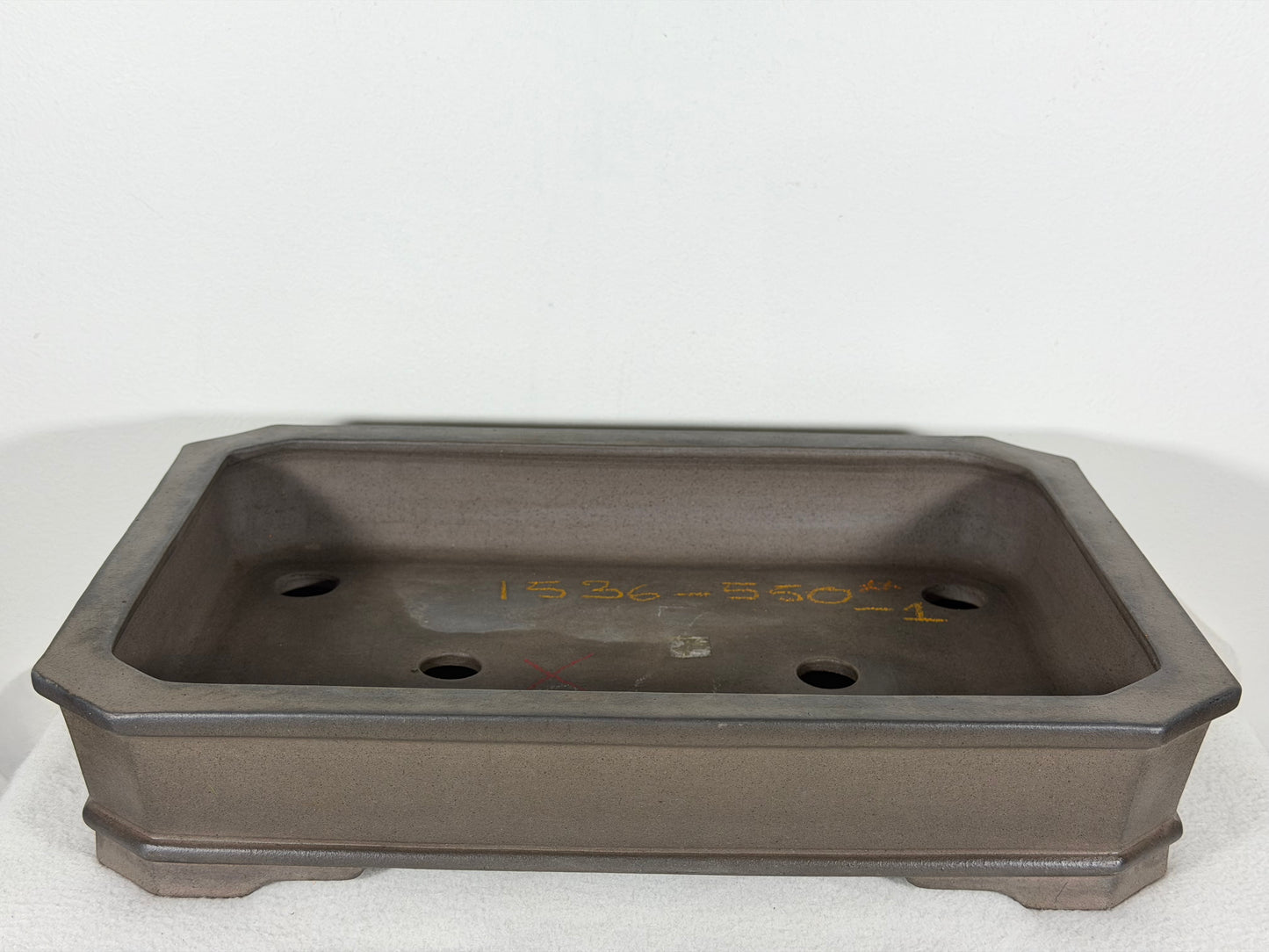Preowned Japanese Tokoname Unglazed Rectangular Bonsai Pot Gyouzan Nakano - 13.75” By 9.75”