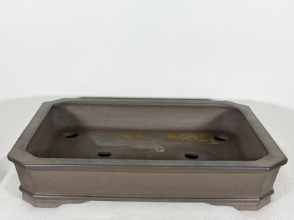 Preowned Japanese Tokoname Unglazed Rectangular Bonsai Pot Gyouzan Nakano - 13.75” By 9.75”