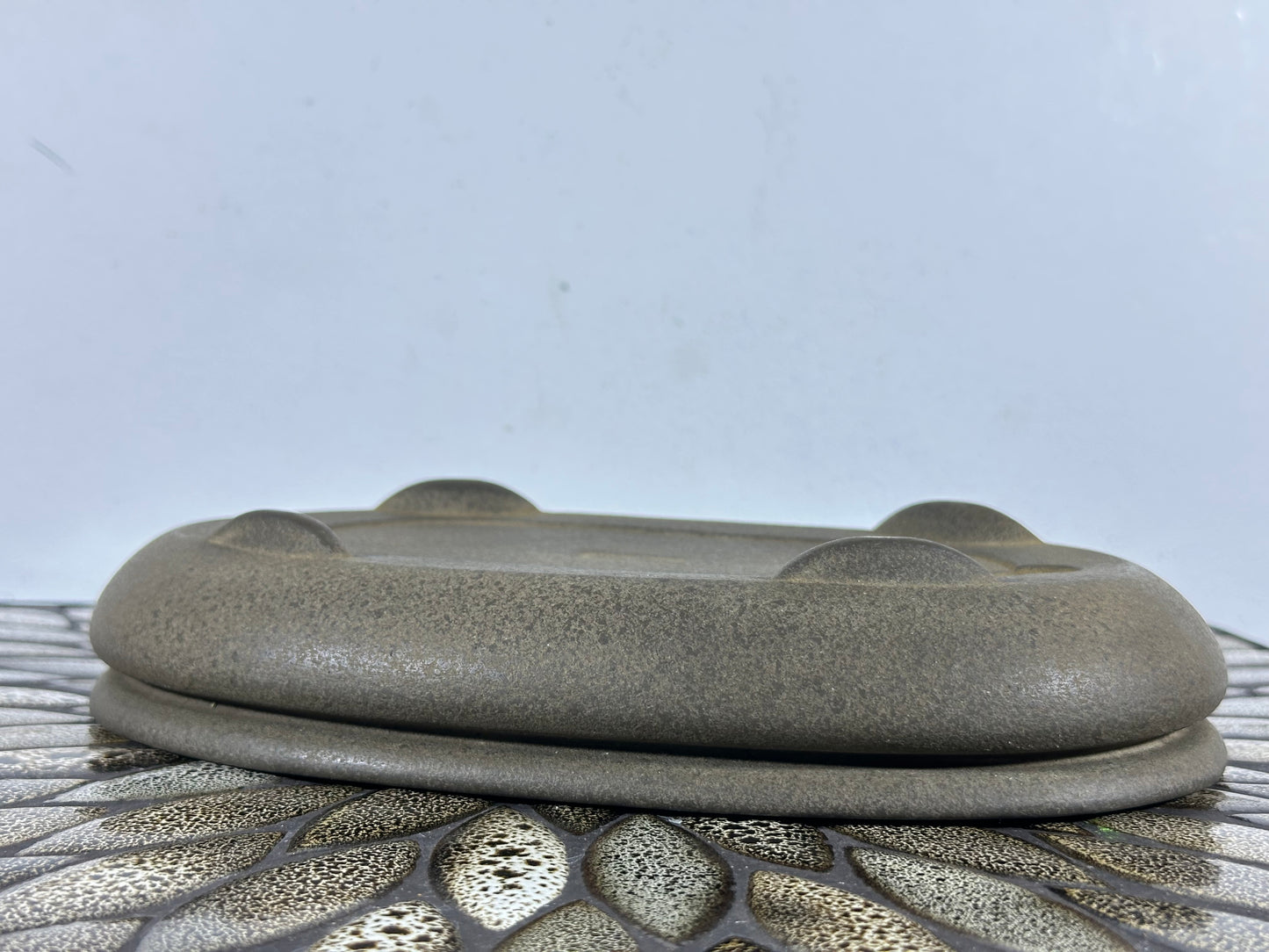 Preowned Vintage Japanese Tokoname Unglazed Bag Style Bonsai Pot Yamaaki - 10” By 6.5”