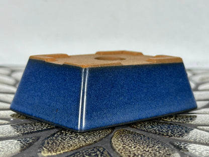 Preowned Japanese Tokoname Glazed Rectangular Bonsai Pot - 3.25” By 2.25”