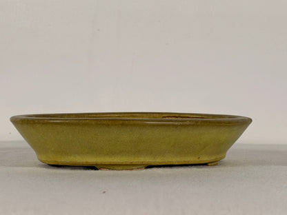 Preowned Japanese Tokoname Glazed Oval Bonsai Pot Hatutori - 6.5” By 5”