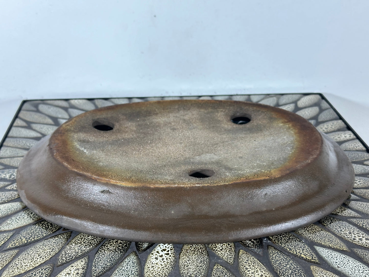 Preowned Japanese Tokoname Unglazed Shallow Oval Bonsai Pot - 13.25” By 10.5”