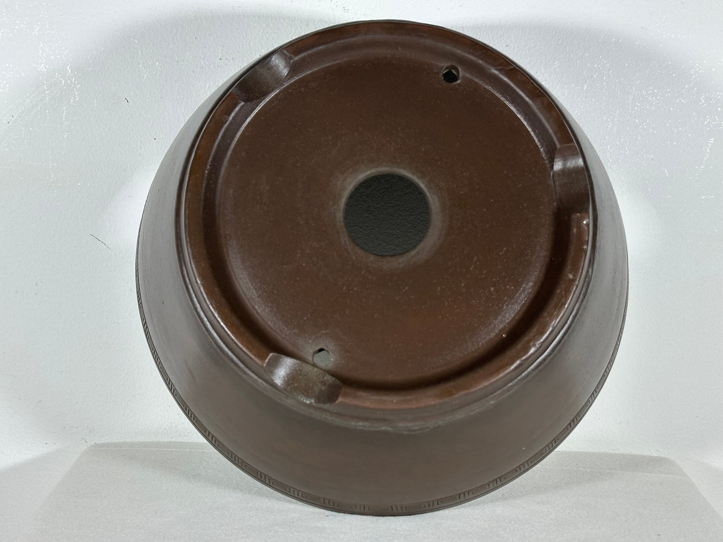 Preowned Japanese Tokoname Unglazed Round Bonsai Pot - 12.25” By 4 7/8”