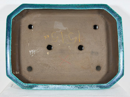 Preowned Japanese Tokoname Glazed Rectangular Bonsai Pot Syuhou Yoshimura - 16” By 11.75”