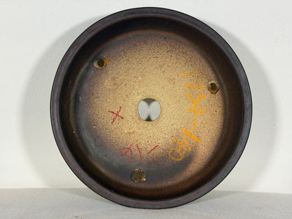 Preowned Japanese Tokoname Unglazed Round Bonsai Pot - 9.25” By 2.25”