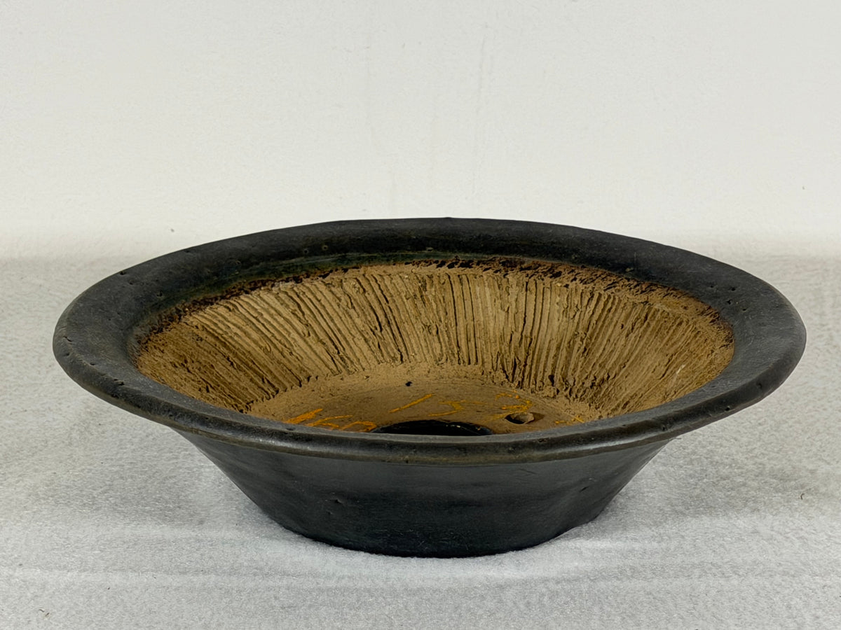 Preowned Japanese Tokoname Glazed Round Bonsai Pot Syuhou Yoshimura - 7.75” By 2”